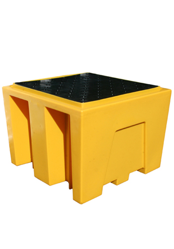 IBC Bund Pallet - Yellow with Black Grid - FREE 75L Tray