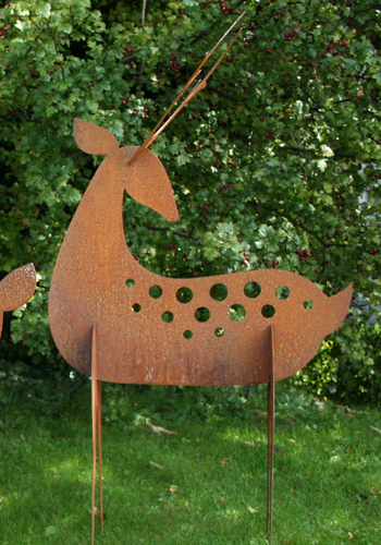 Steel stag - garden art