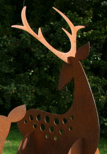 Steel stag antles - garden art