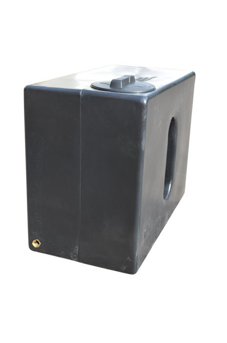 350 Litre Square Water Butt V1 - Black - Double Outlet