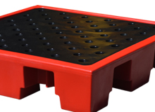 4 Drum Plastic Spill Pallet - PE Grid in Red