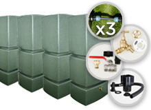 825 Litre Water Butt Quad Pack Linked - Green Marble