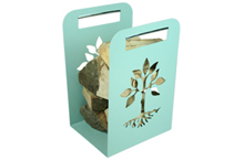 Tree style log store in duck egg blue