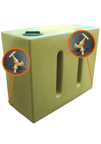 1000 Litre Water Butt V1 - Sandstone - Double Outlet