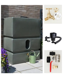 1200 Litre Water Butt in Green Marble - C/W Tap Kit, Diverter & Shut Off Valve