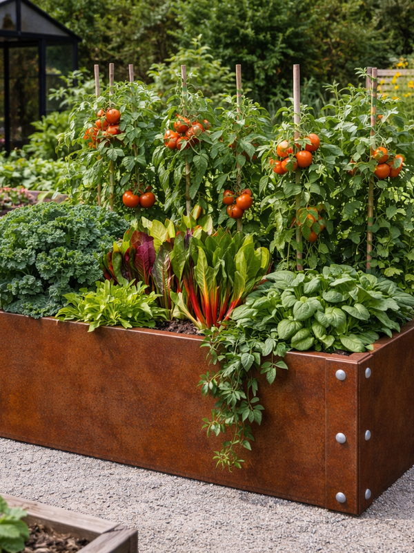 1200 x 800 x 450mm Corten Steel Raised Bed