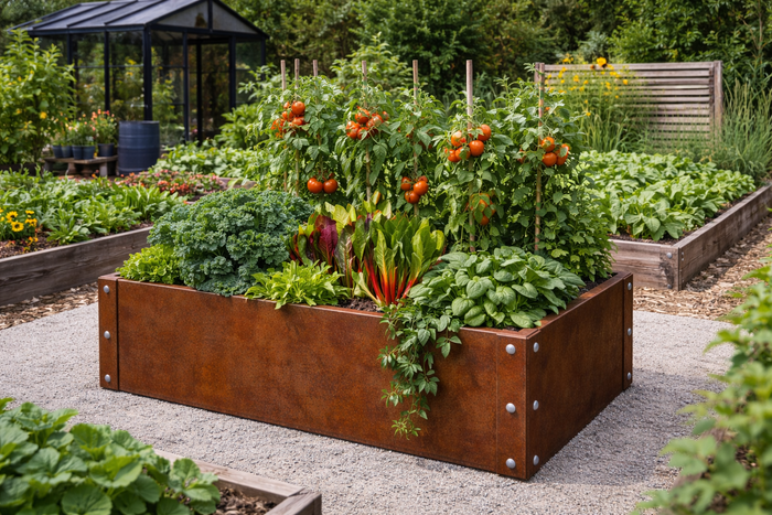 1200 x 800 x 450mm Corten Steel Raised Bed