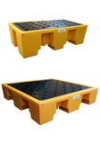 2 and 4 Drum Plastic Spill Pallets - with PE Grid