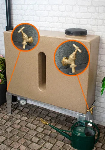 250 Litre Slimline Water Butt in Sandstone - Double Outlet