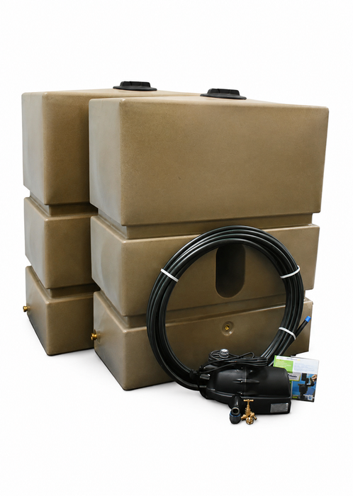 2 x 1200 Litre EasyConnect Rainwater Harvesting System - Sandstone
