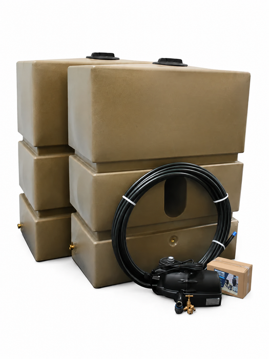 2 x 1200 Litre EasyConnect Rainwater Harvesting System - Sandstone