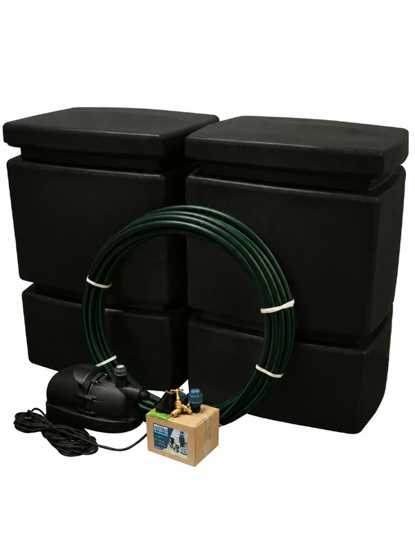 2 x 525 Litre EasyConnect Rainwater Harvesting System - Black