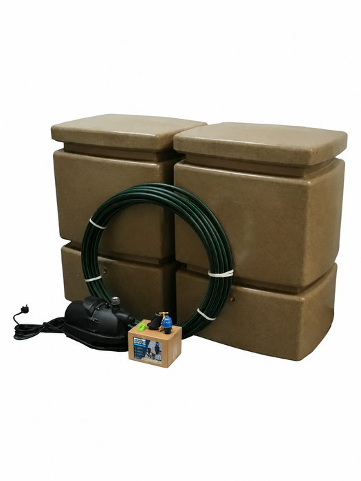 2 x 525 Litre EasyConnect Rainwater Harvesting System Sandstone