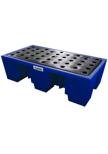 2 Drum Plastic Spill Pallet - PE Grid - Blue