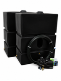 black water butts with a hose and pump