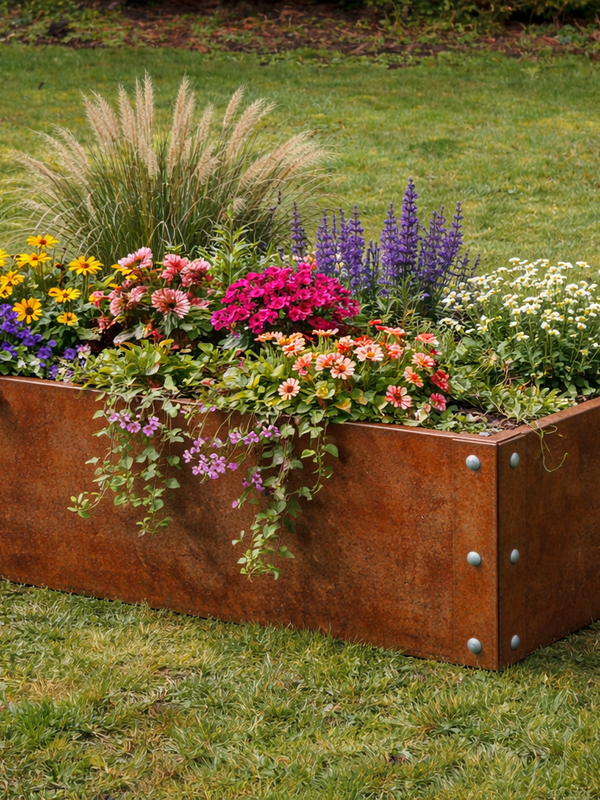 1200 x 600 x 300mm Corten Steel Raised Bed