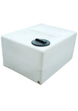 White rectangular water storage tank with a black lid on a white background