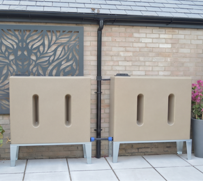 400 Water Butt Twin Pack Linked - Sandstone