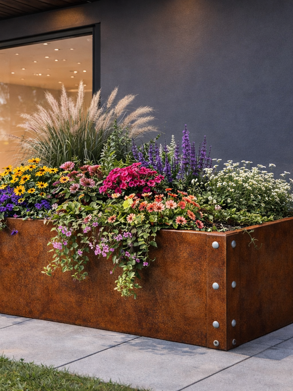 1200mm x 400mm x 450mm Corten Steel Raised Bed