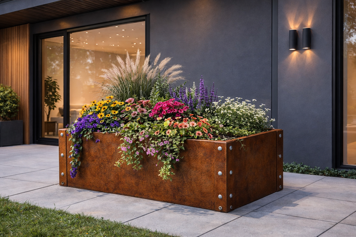 1200mm x 400mm x 450mm Corten Steel Raised Bed