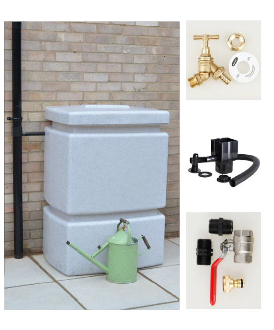 525 Litre Water Butt Kit - White Marble