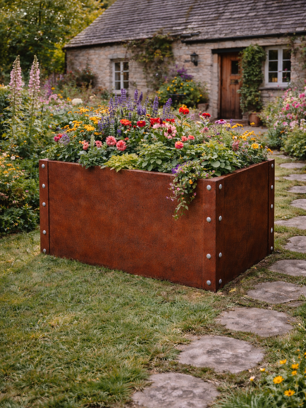 1200 x 600 x 600mm Corten Steel Raised Bed