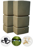 825 Litre Water Butt Twin Pack Linked - Sandstone