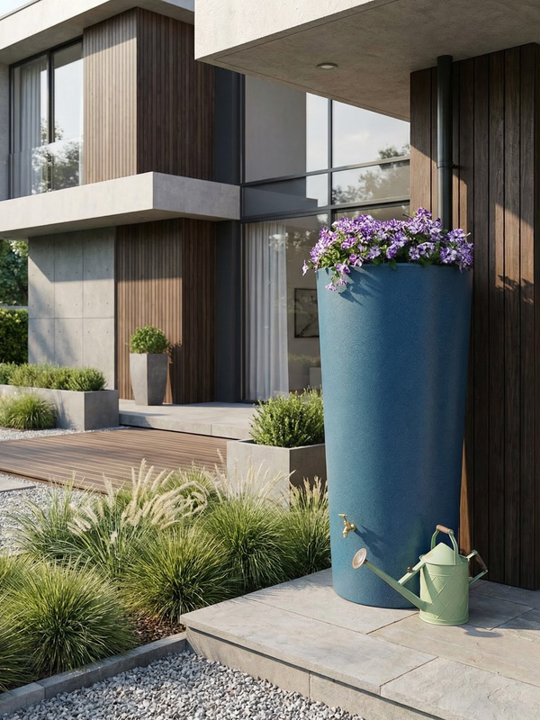 Big City Water Butt Planter - Blue Marble