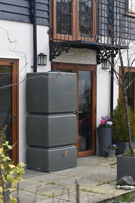 825 Litre Pillar Water Butt Rainwater Tank in Green Marble
