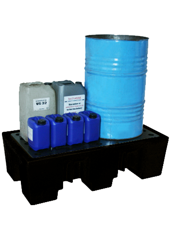 2 Drum Plastic Spill Pallet Black - PE Grid