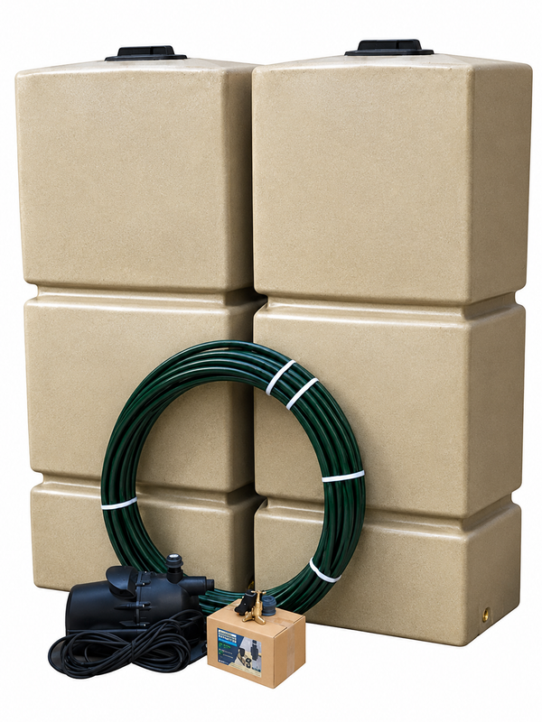 2 x 825 Litre EasyConnect Rainwater Harvesting System - Sandstone