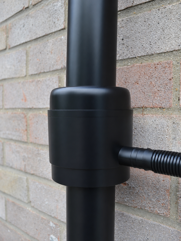 Ecosure Filtered Rainwater Diverter mounted on a downpipe