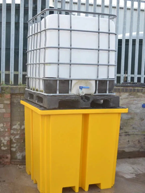Space Saving IBC Bund Pallet - Yellow with PE Grid