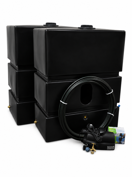 2 x 1200 Litre EasyConnect Rainwater Harvesting System - Black