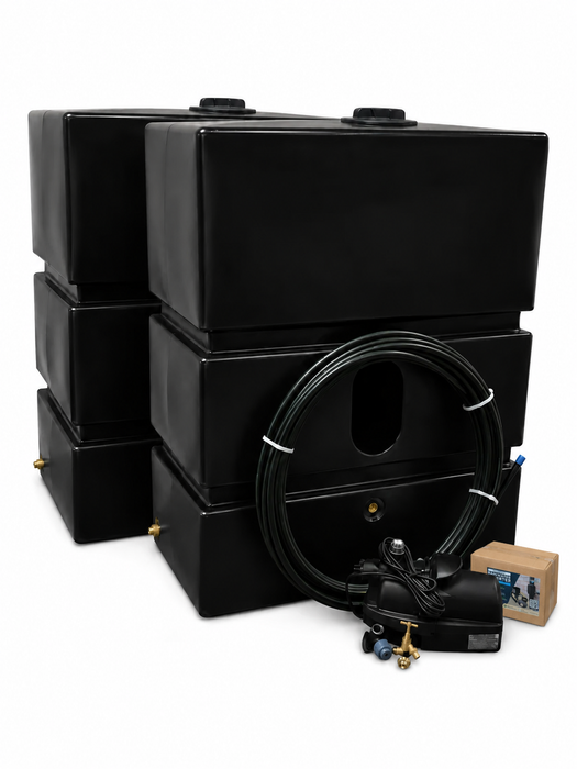 2 x 1200 Litre EasyConnect Rainwater Harvesting System - Black