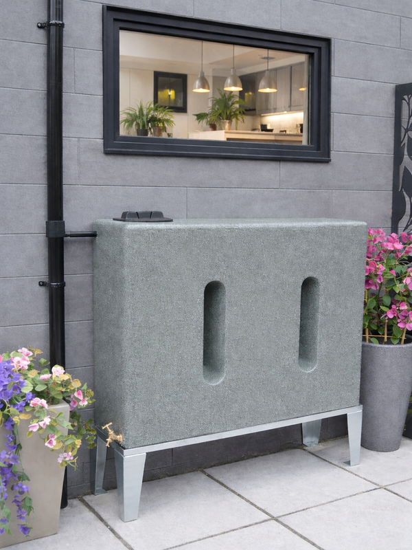 400 Litre Slimline Water Butt in Green Marble