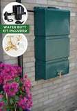 100 Litre Wall Mounted Water Butt with Tap & Diverter - Green