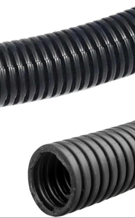 Black corrugated flexible conduit pipe.