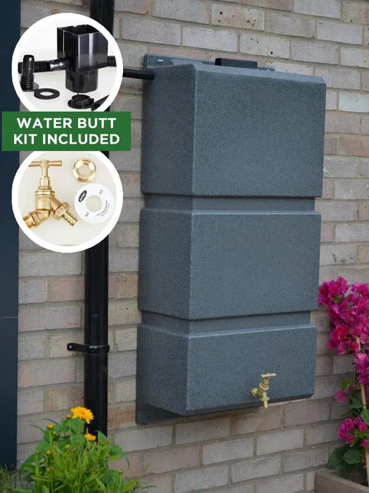 100 Litre Wall Mounted Water Butt With Tap Diverter Millstone Ecosure 100-litre-wall-mounted-water-butt-with-tap-diverter-millstone-ecosure