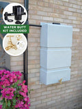 100 Litre Wall Mounted Water Butt with Tap & Diverter - White Marble