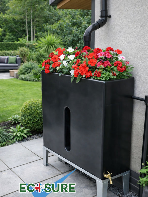 250 Litre Water Butt Planter Black