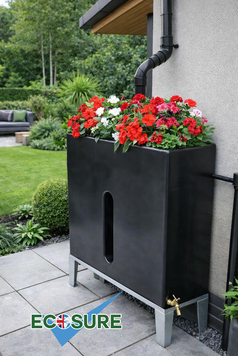250 Litre Water Butt Planter Black