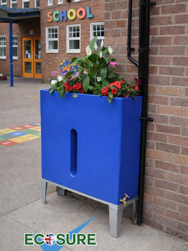 250 Litre Water Butt Planter Blue